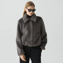 Collared Jacket in Faux Fur
