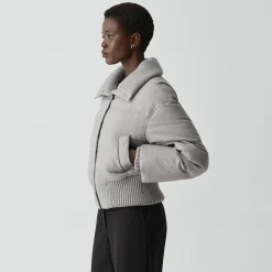 Collared Puffer Jacket in Stretch Flannel