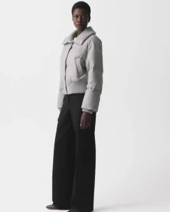 Collared Puffer Jacket in Stretch Flannel