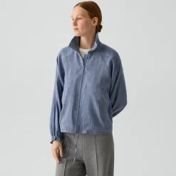 Collared Zip Jacket in Fluid Linen