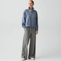 Collared Zip Jacket in Fluid Linen
