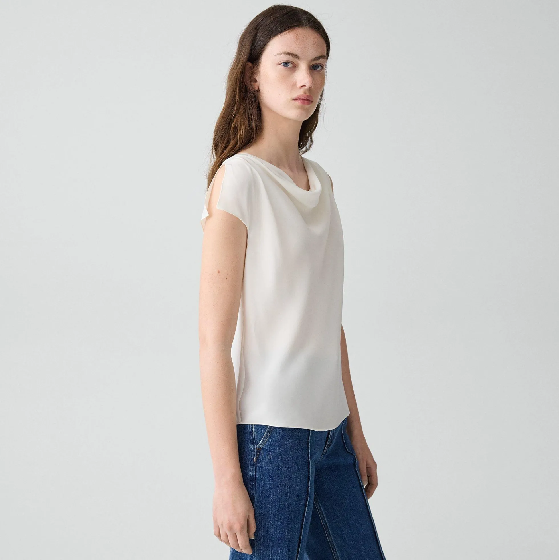 Cowl Neck Blouse in Silk Georgette