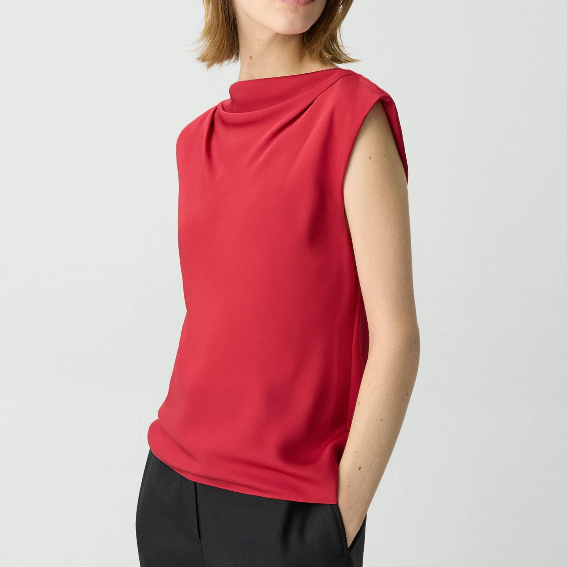 Cowl Neck Top in Silk Georgette