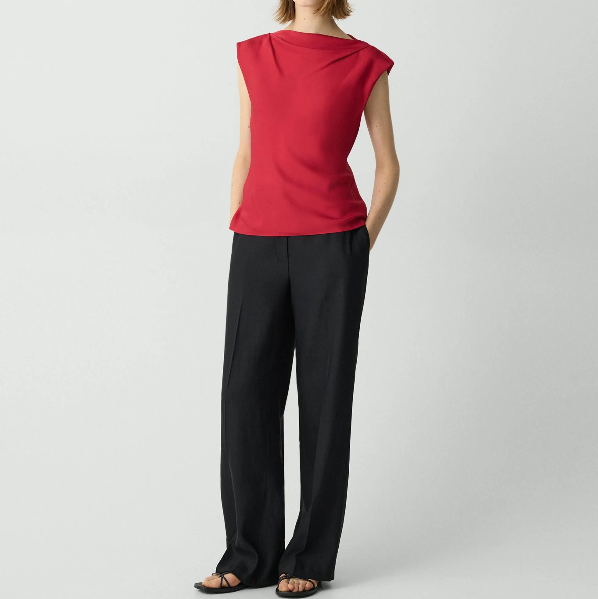 Cowl Neck Top in Silk Georgette