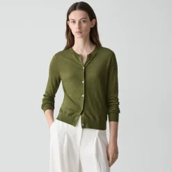 Crewneck Cardigan in Linen Knit