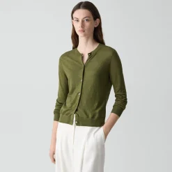 Crewneck Cardigan in Linen Knit