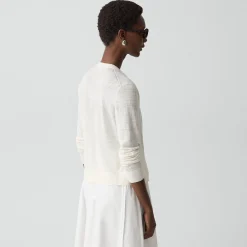 Crewneck Cardigan in Linen Knit