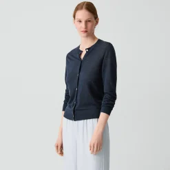 Crewneck Cardigan in Linen Knit