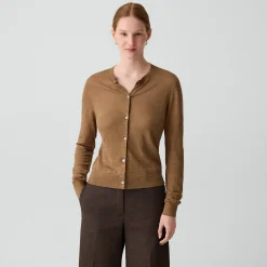 Crewneck Cardigan in Linen Knit