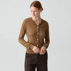 Crewneck Cardigan in Linen Knit