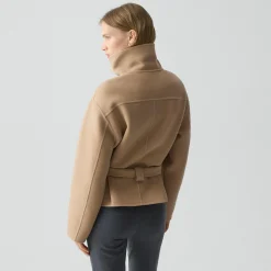 Cropped Anorak Jacket in Textured Wool-Cashmere