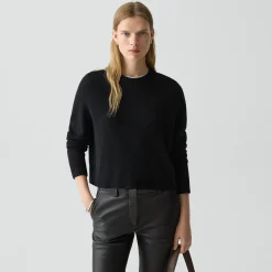 Cropped Crewneck Sweater in Cashmere
