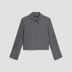 Cropped Shirt Jacket in Fluid Linen