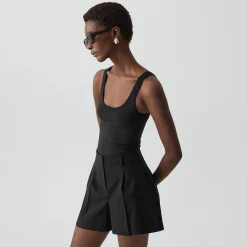 Cropped Tank Top in Stretch Nylon