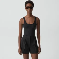 Cropped Tank Top in Stretch Nylon