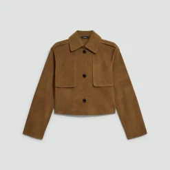 Cropped Trench Coat in Suede