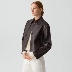 Cropped Trench in Sleek Leather