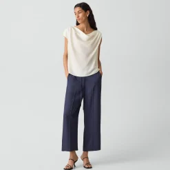 Cropped Wide-Leg Pant in Washed Twill