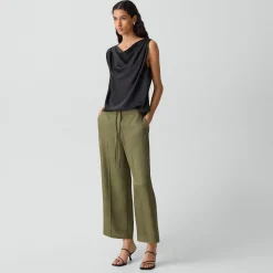 Cropped Wide-Leg Pant in Washed Twill