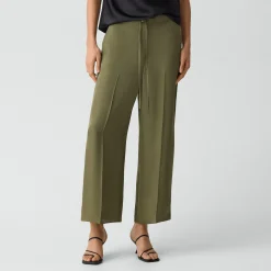 Cropped Wide-Leg Pant in Washed Twill