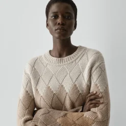 Diamond Weave Sweater in Felted Wool-Cashmere