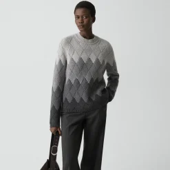 Diamond Weave Sweater in Felted Wool-Cashmere