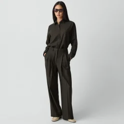 Double Pleat Pant, 33'' in Sleek Flannel