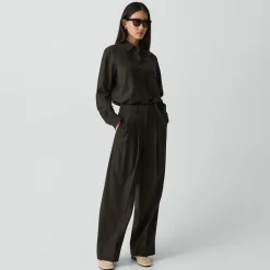 Double Pleat Pant, 33'' in Sleek Flannel