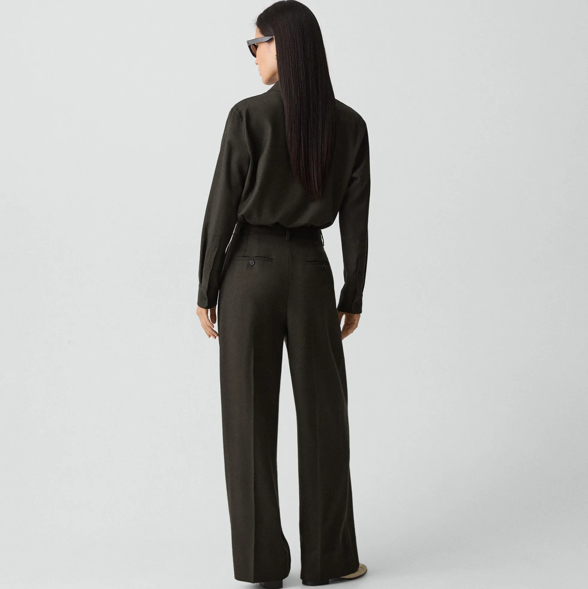 Double Pleat Pant, 33'' in Sleek Flannel