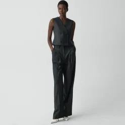 Double Pleat Pant, 33'' in Sleek Flannel
