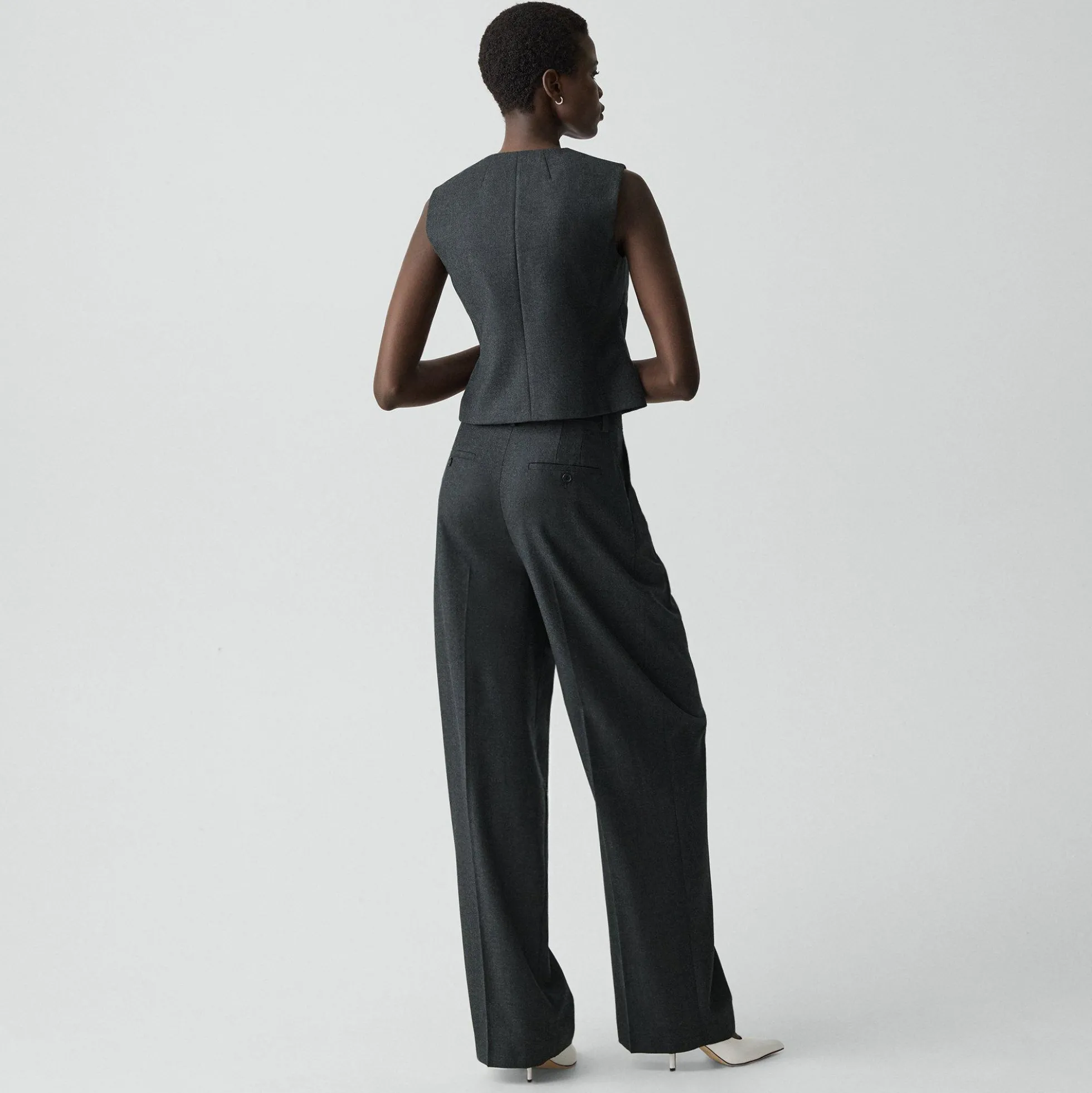 Double Pleat Pant, 33'' in Sleek Flannel