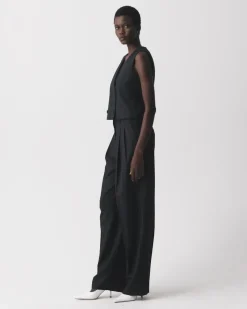 Double Pleat Pant, 33'' in Sleek Flannel