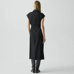 Double-Breasted Belt Dress in Wool-Blend Flannel
