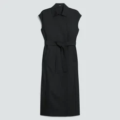 Double-Breasted Belt Dress in Wool-Blend Flannel
