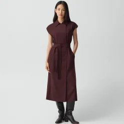 Double-Breasted Belt Dress in Sleek Flannel