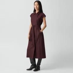 Double-Breasted Belt Dress in Sleek Flannel