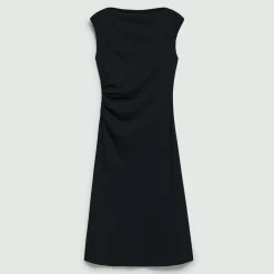 Draped Boatneck Dress in Crepe Jersey