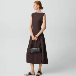 Draped Midi Dress in Washed Twill