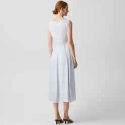 Draped Midi Dress in Washed Twill