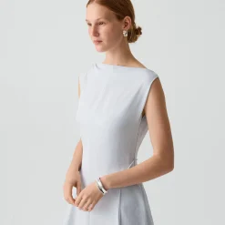 Draped Midi Dress in Washed Twill