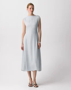 Draped Midi Dress in Washed Twill