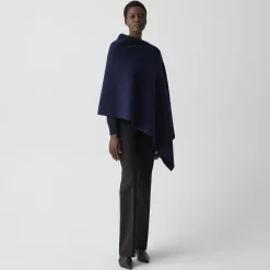 Draped Poncho in Felted Wool-Cashmere