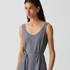 Fit-and-Flare Tank Dress in Fluid Linen