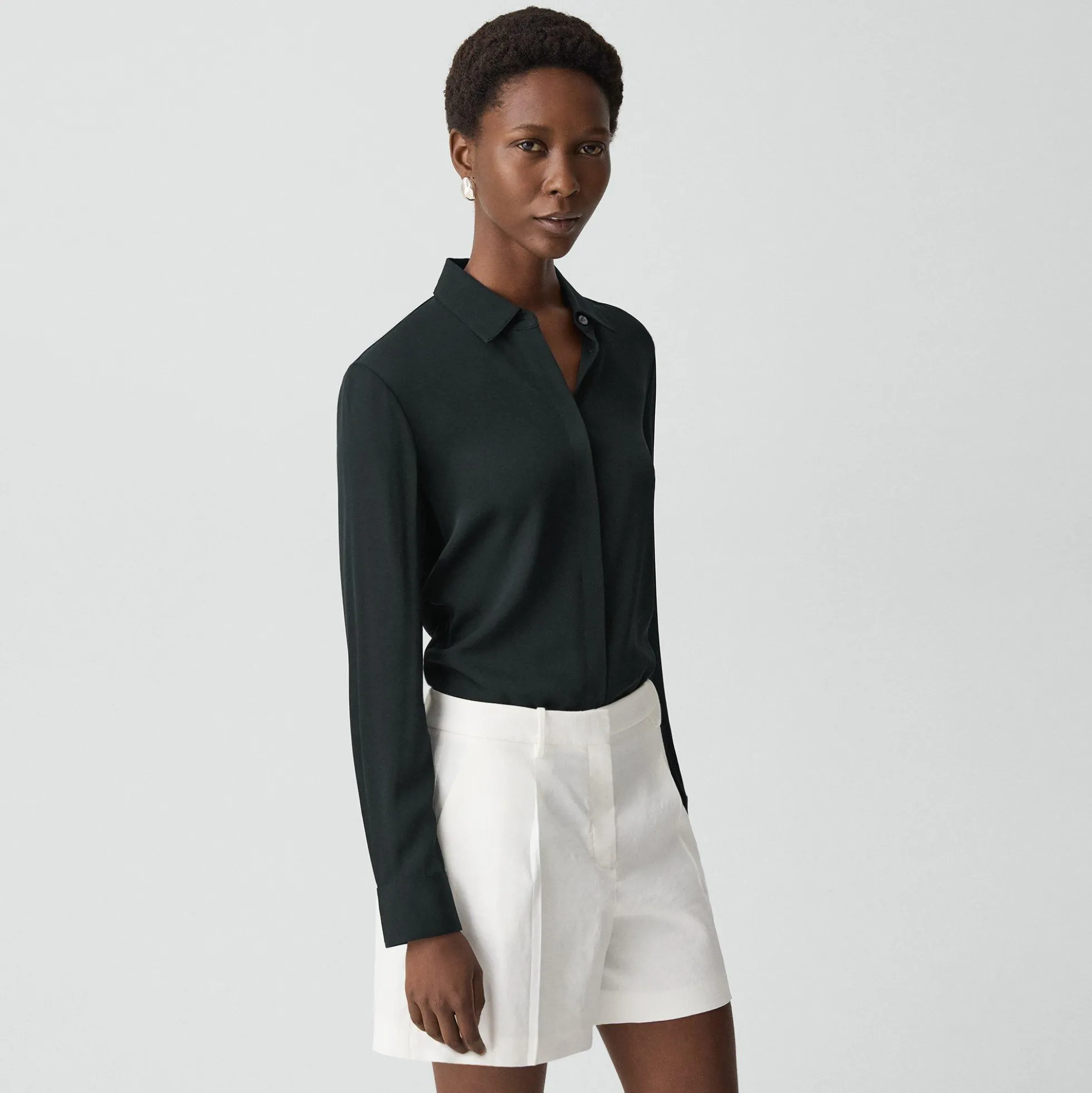 Fitted Shirt in Silk Georgette