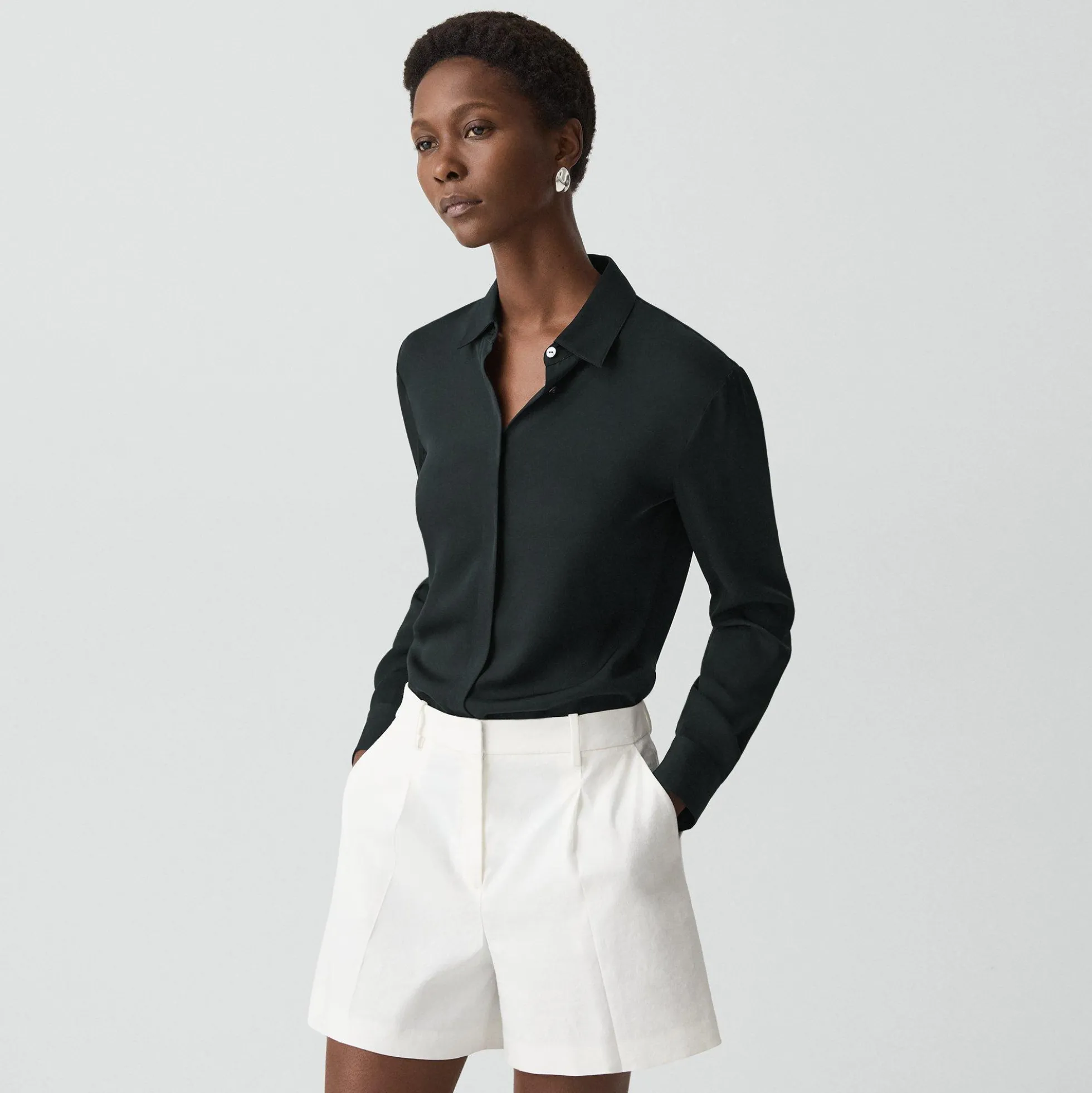 Fitted Shirt in Silk Georgette