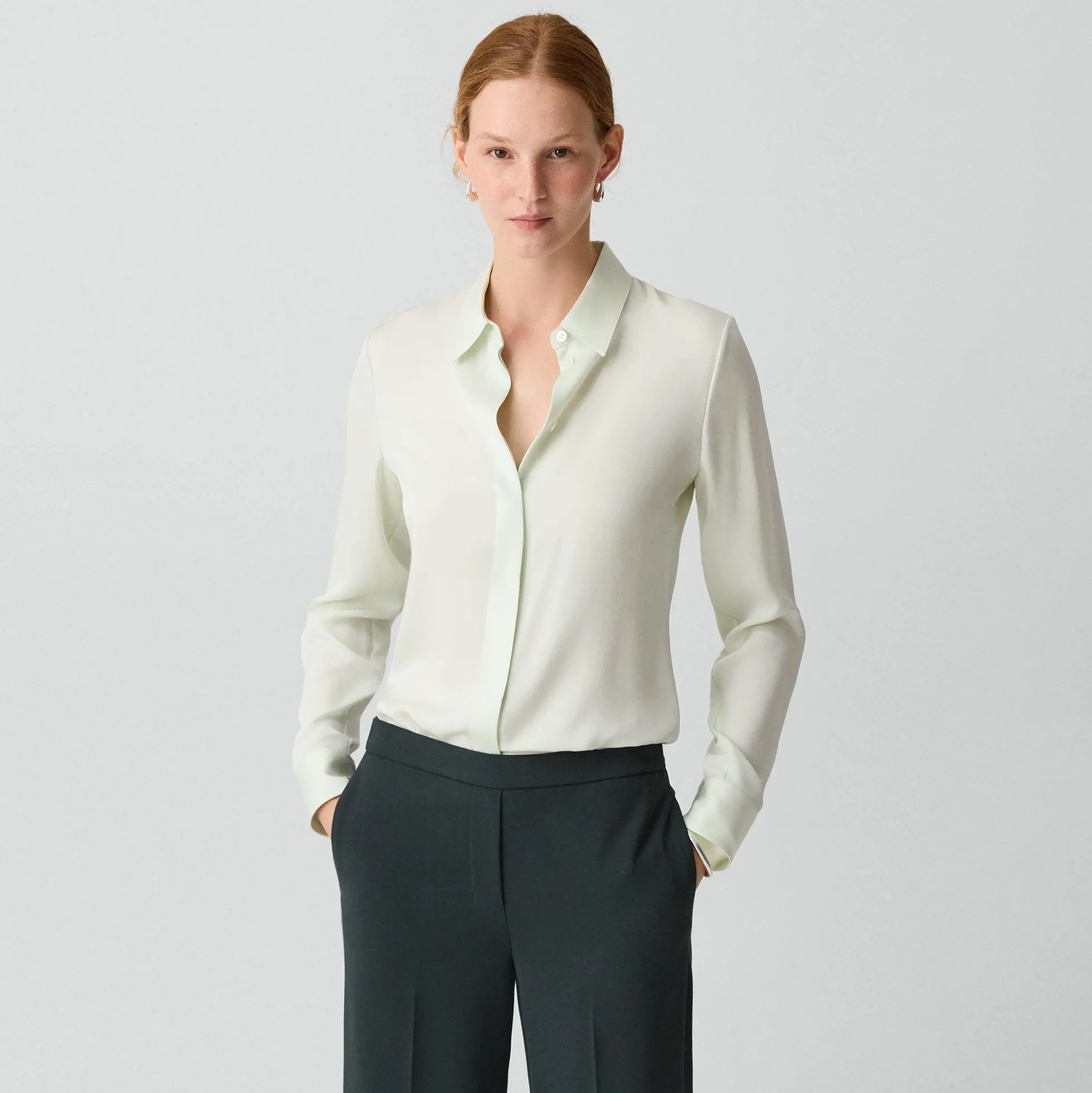 Fitted Shirt in Silk Georgette