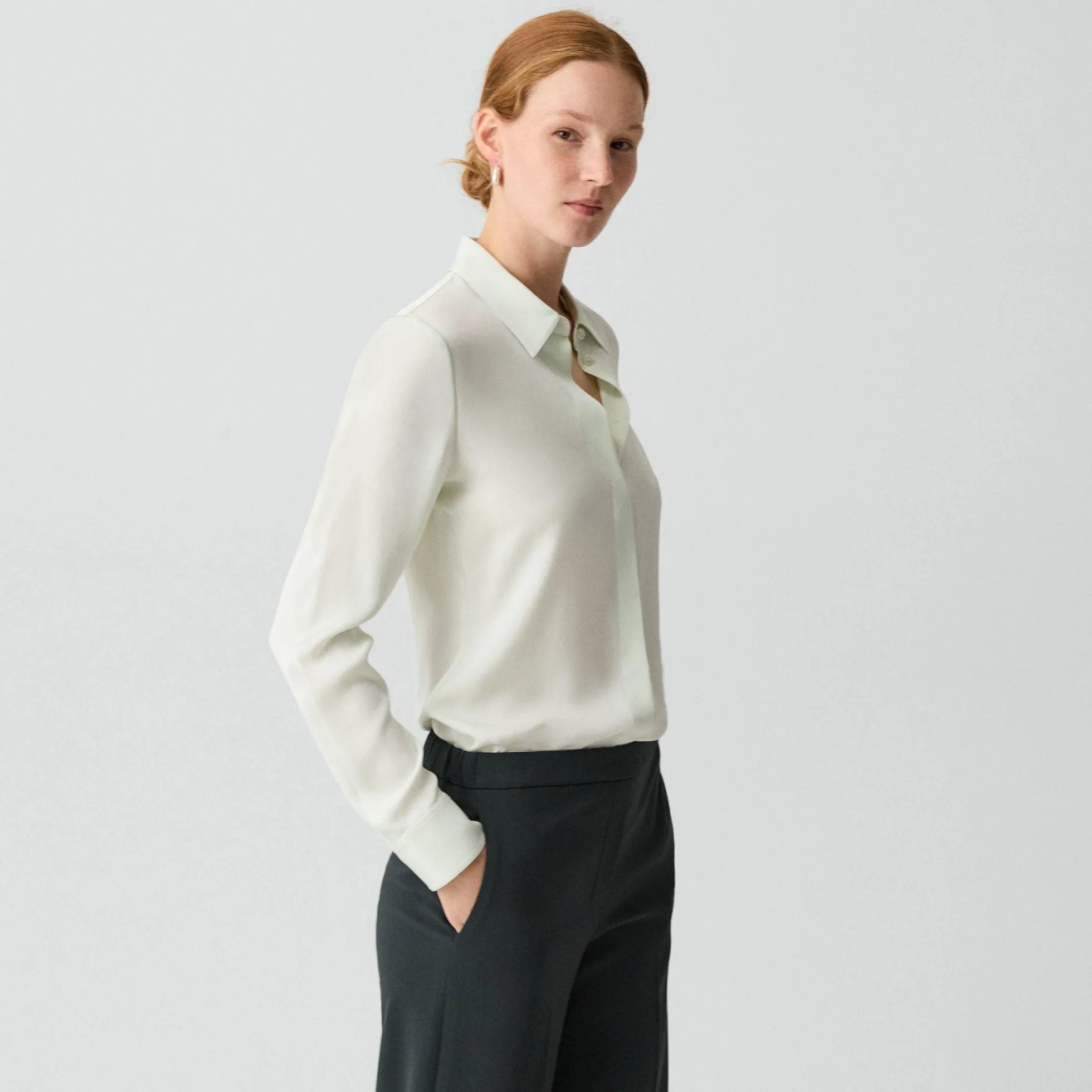 Fitted Shirt in Silk Georgette
