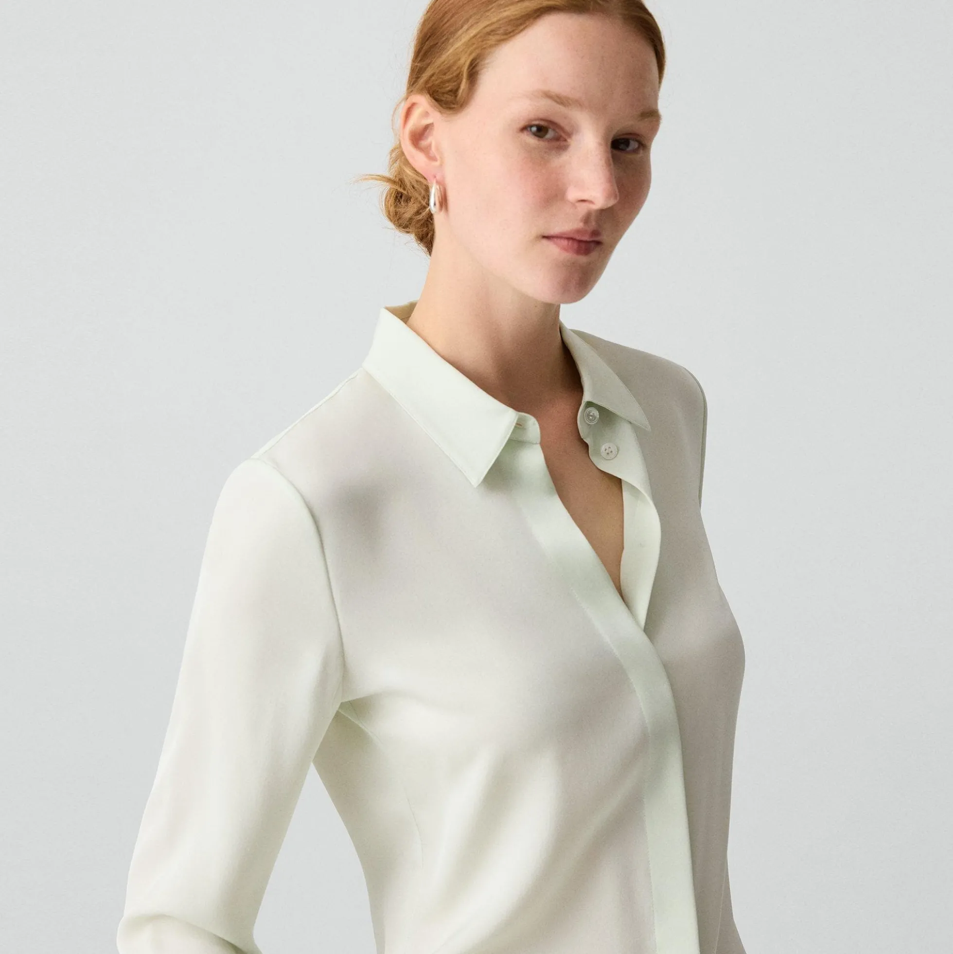 Fitted Shirt in Silk Georgette