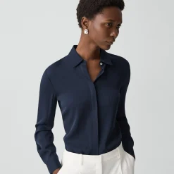 Fitted Shirt in Silk Georgette
