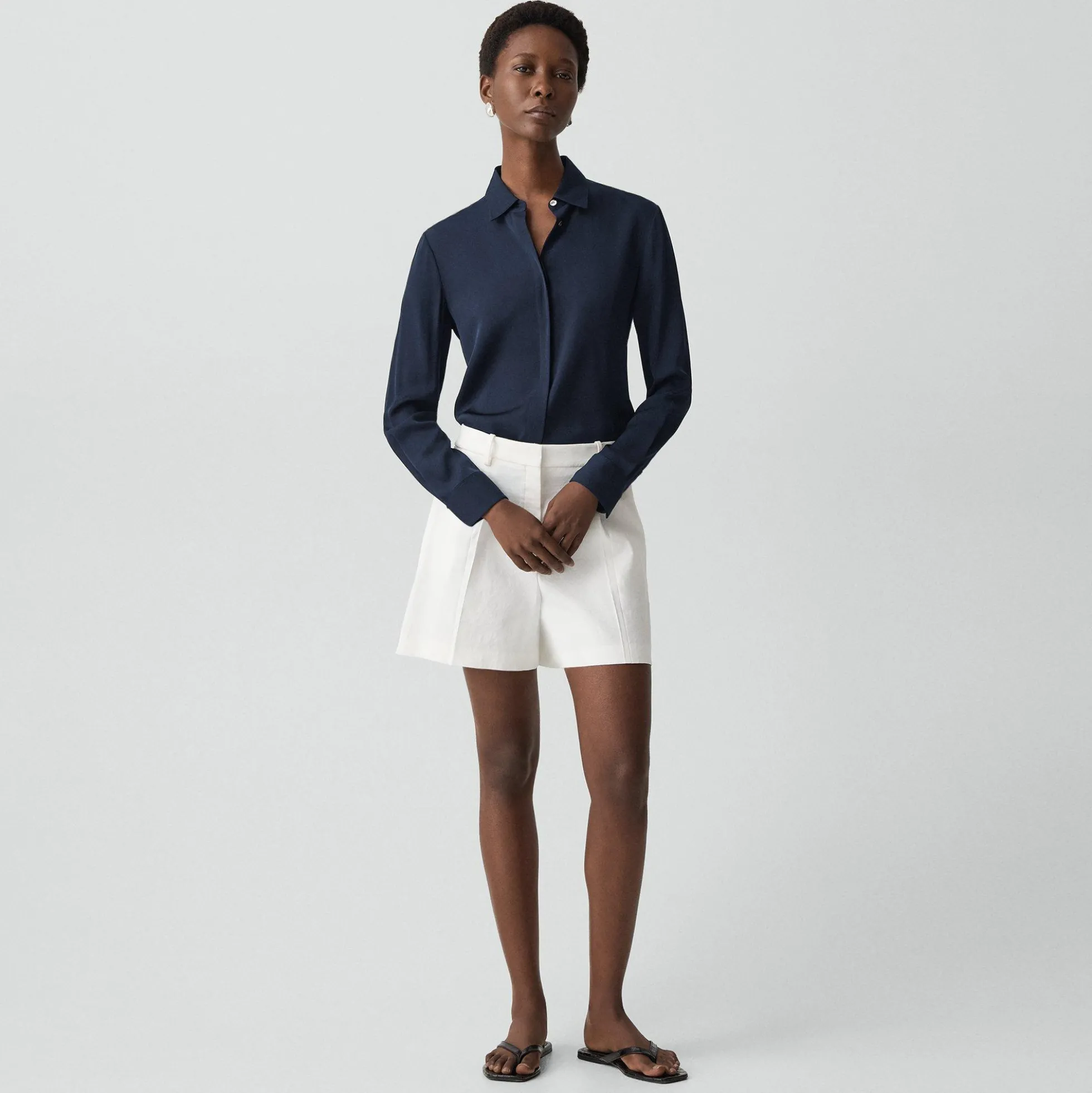 Fitted Shirt in Silk Georgette